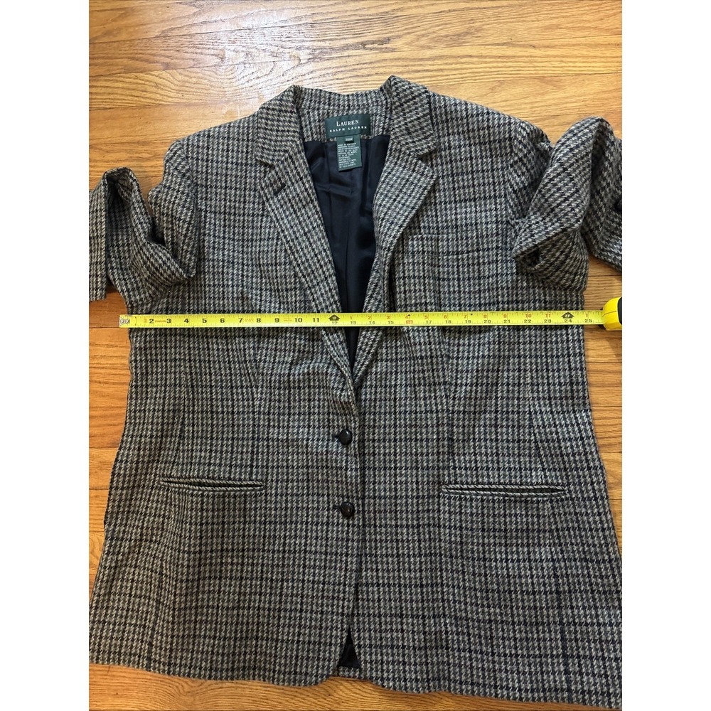 Vintage Lauren Ralph Lauren Women's 20W Tweed Plaid 100% Wool Houndstooth Blazer - Picture 9 of 10